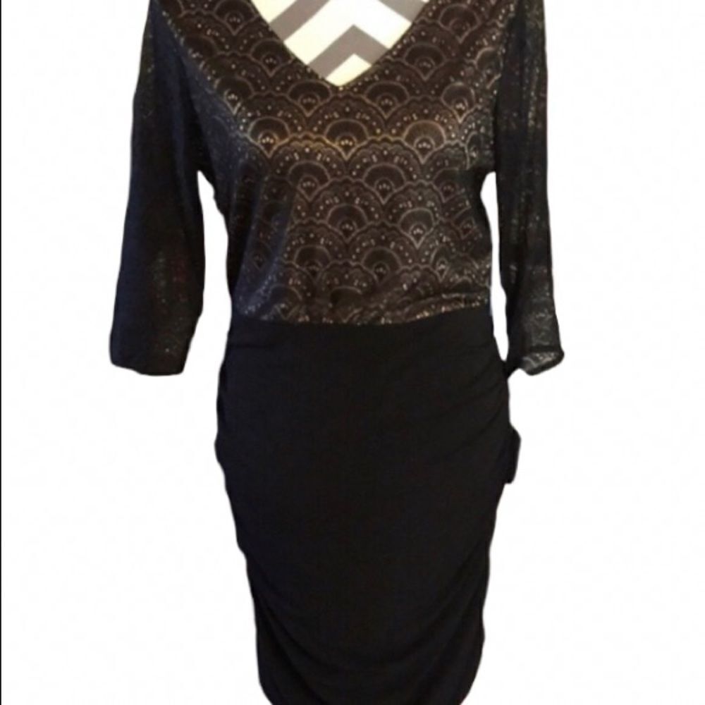 Andrew Marc Size 10 Black /Gold Party Dress NWT